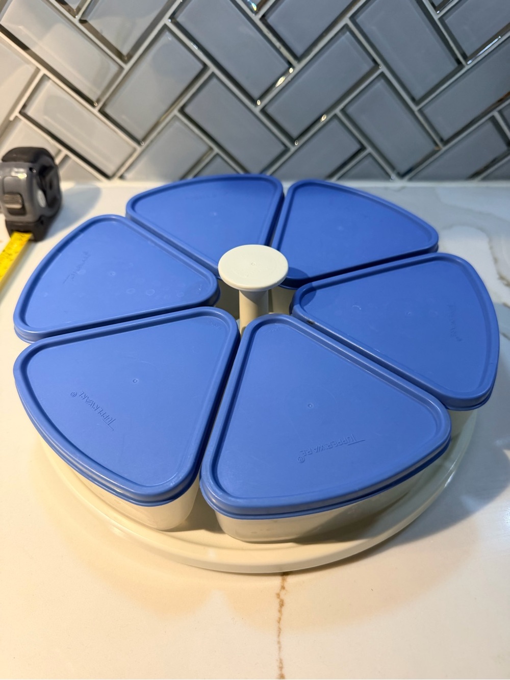 Tupperware Blue 7-Section Rotating Snack Carousel